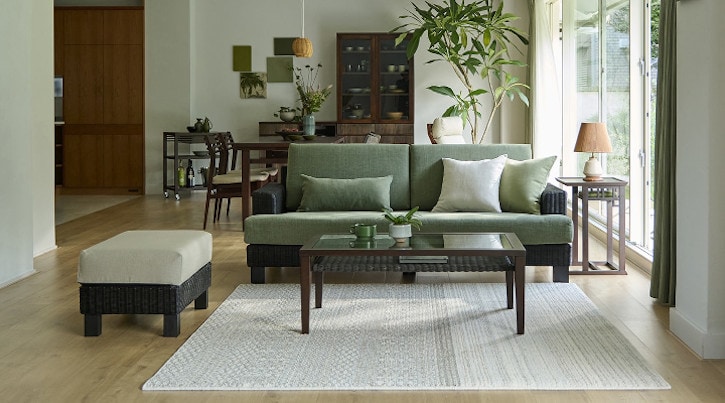 【新生活】北欧デザインソファー/グリーン/ナチュラル 2人掛けソファー グリーン×ナチュラル売場展開中！！！