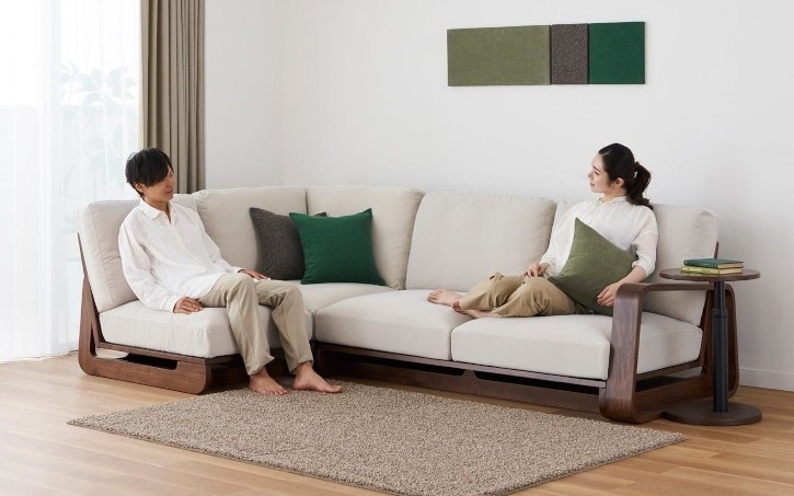 2人掛けソファ エスニック柄 ラタン調フレーム F071 旅館風2人掛けラタンソファ - シードリーフ家具 2人掛けソファ