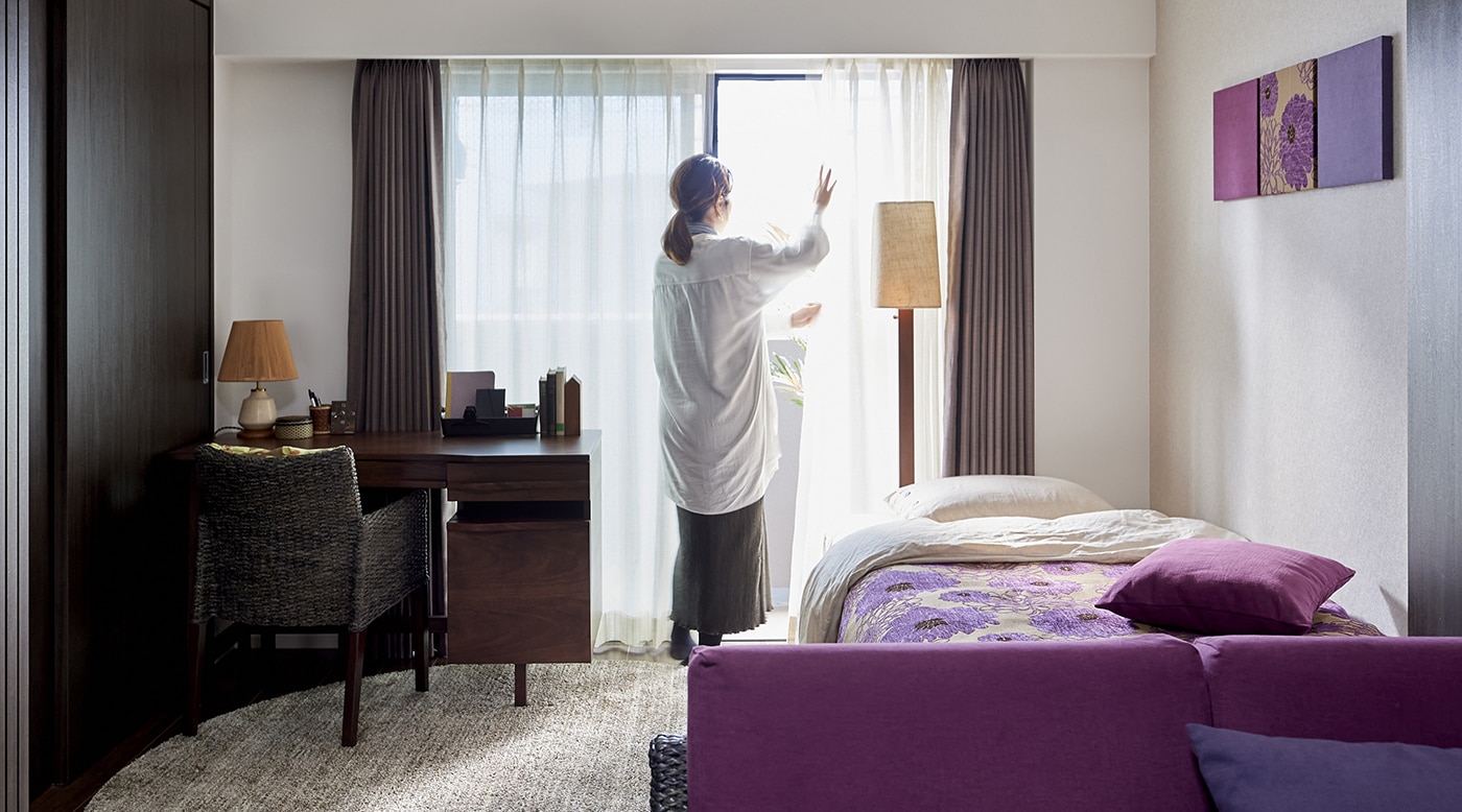 海の底にいるようなシェード！遮光3級のオーダーメイドです。 東金・外