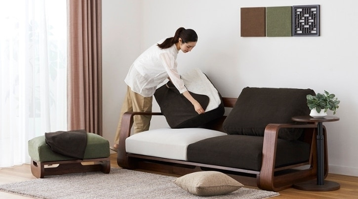 イタリア 二人がけソファ ベージュ 猫脚 ハイバックソファ 完成品